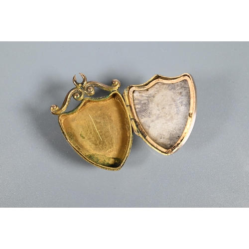 248 - Quantity of old gold to include 9ct Victorian shield shaped locket, bangle (filled), two 9ct part br... 