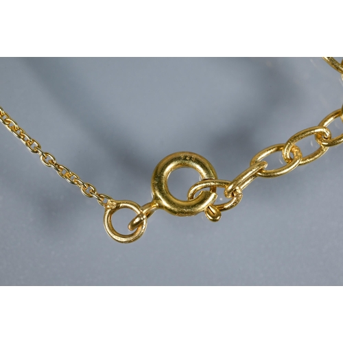 268 - A graduated imitation pearl neckace knotted throughout onto yellow metal clasp stamped Japan to/w th... 