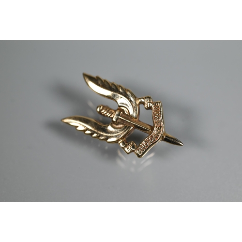 309 - An SAS Special Air Service 9ct yellow gold regimental brooch in the form of the winged dagger with W... 