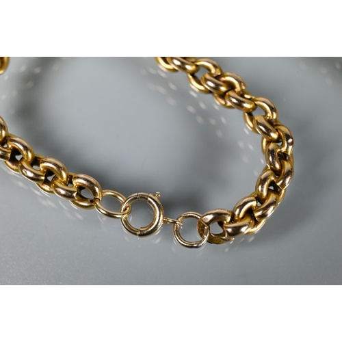 312 - A yellow metal belcher chain, stamped 9ct, 22cm long (closed), approx 22.5g