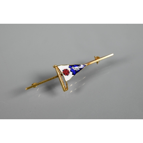 330 - A flag ensign bar brooch, the red, white and blue enamelled flag ensign featuring rosette and bird, ... 