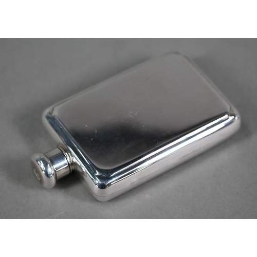 34 - A small silver hip flask with screw-top, Broadway & Co., Birmingham 2005, 3.4oz (apparently unus... 
