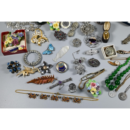 350 - Collection of vintage and later costume jewellery including bead necklaces, enamelled butterfly broo... 