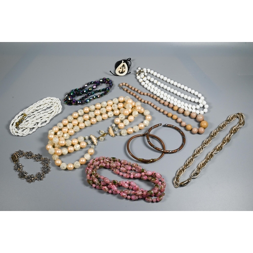 350 - Collection of vintage and later costume jewellery including bead necklaces, enamelled butterfly broo... 