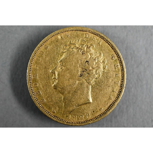 398 - A George IV gold sovereign dated 1826