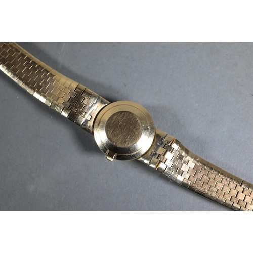 407 - Bueche-Girod, a 9ct gold ladies wristwatch, 22 mm dia, on textured bracelet - 31.6 g all-in