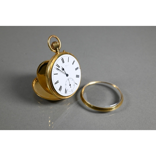 410 - A Victorian 18ct gold cased open face fob watch by George Cook, London, the white enamelled dial wit... 