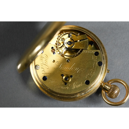 410 - A Victorian 18ct gold cased open face fob watch by George Cook, London, the white enamelled dial wit... 