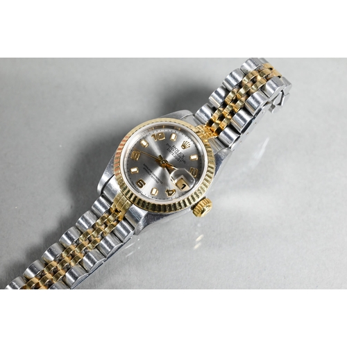 413 - A Rolex lady's Oyster Perpetual Datejust wristwatch, Y392427, in fitted case with all papers, spare ... 