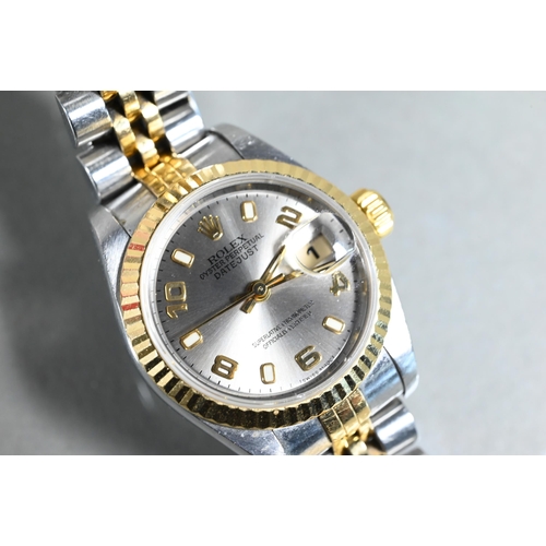 413 - A Rolex lady's Oyster Perpetual Datejust wristwatch, Y392427, in fitted case with all papers, spare ... 