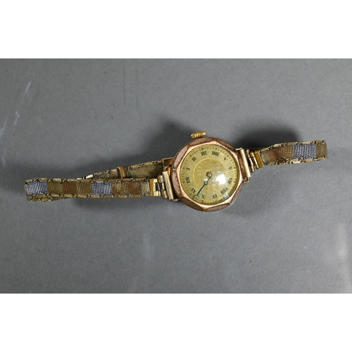 416 - An Ingersoll ladies gilt cased wristwatch to/with an unbranded vintage wristwatch and a Limit fob wa... 