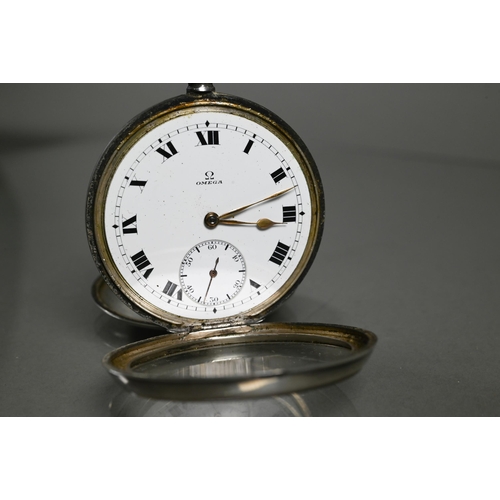 418 - A silver cased Omega pocket watch, 50 mm dia. approx. 3 toz all-in