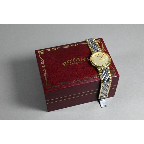 419 - A Rotary gents gold plated and stainless steel wristwatch, with extra links, and box