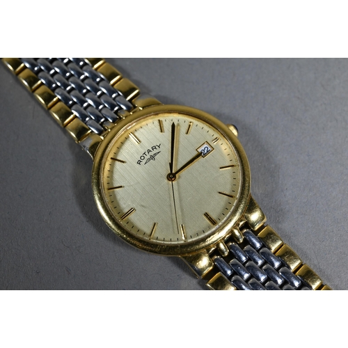 419 - A Rotary gents gold plated and stainless steel wristwatch, with extra links, and box