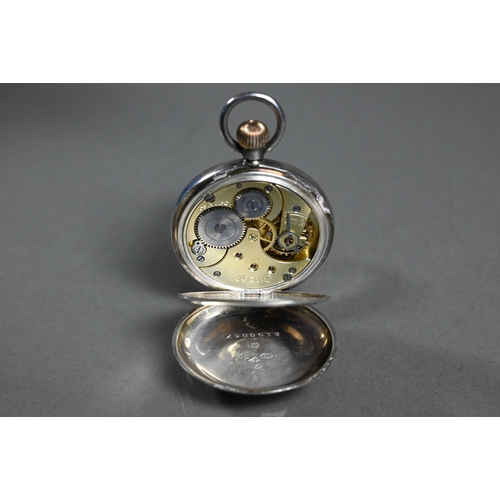 420 - A small Omega .925 cased miniature fob watch, the white enamelled dial with Arabic numerals and subs... 