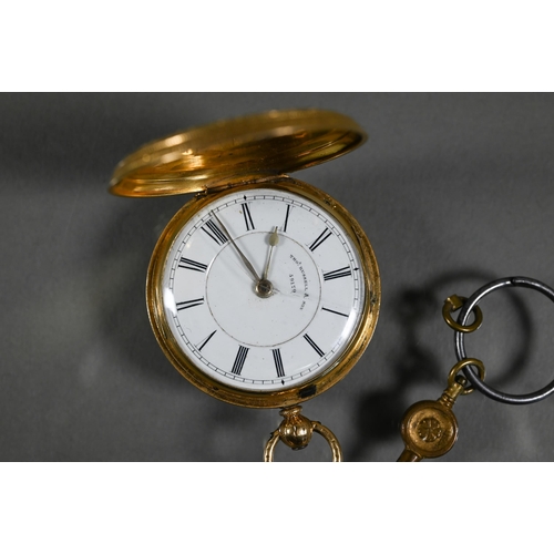 422 - Thomas Russell & Son, 59179, an 18ct gold cased hunter pocket watch, heavilly chase engraved ove... 