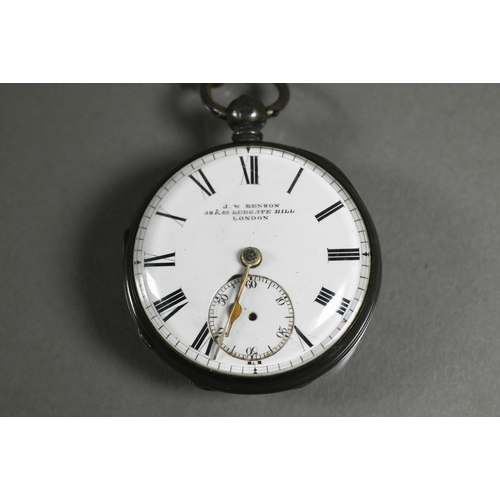 423 - J W Benson, London, a 19th century, silver cased pocket watch, the key wind movement no. 2682, the c... 