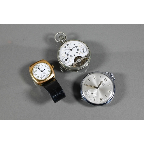 425 - A vintage gold plated Longines wristwatch, the white enamelled dial with fluorescent Arabic numerals... 