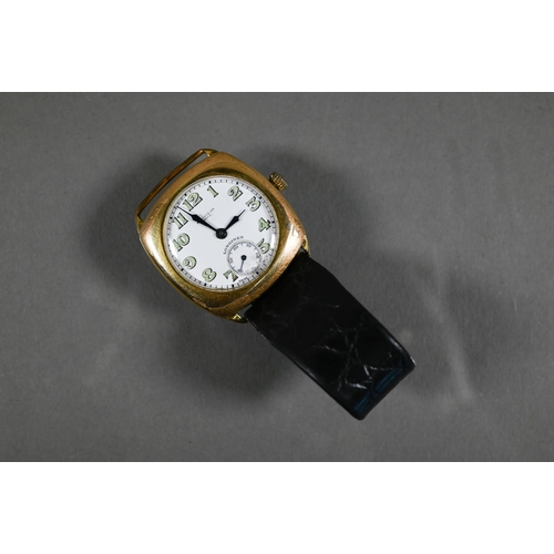 425 - A vintage gold plated Longines wristwatch, the white enamelled dial with fluorescent Arabic numerals... 