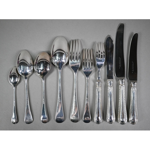 46 - A good set of Dixon's A1 electroplated feather-edge flatware and cutlery for twelve settings, compri... 