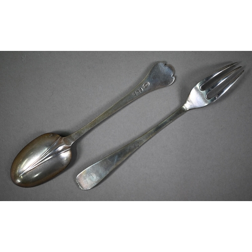 48 - A cased set of six golfing teaspoons, Sheffield 1933, 2.6oz, a rat-tail trefid Christening spoon, an... 