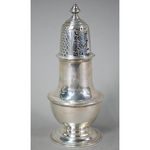 67 - An Edwardian heavy quality silver baluster sugar caster, Henry Stratford Ltd, Sheffield 1906, 8.1oz,... 