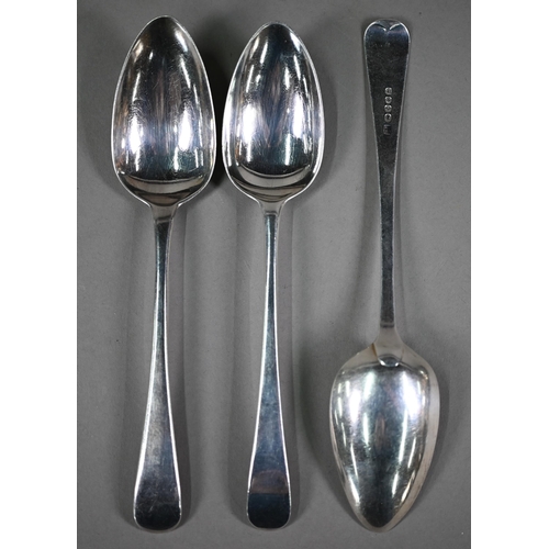 81 - Four various George III old English pattern silver tablespoons - one by Peter & William Bateman,... 