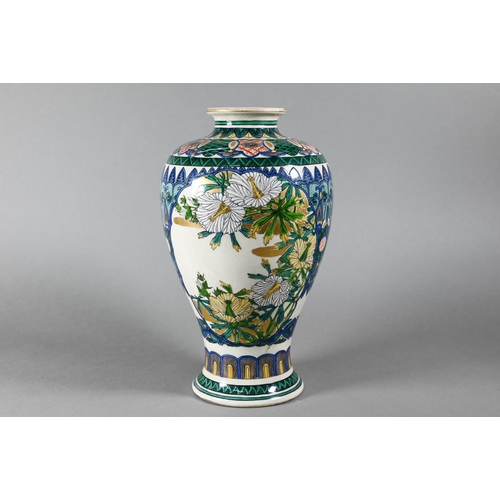 459 - A late 19th century Japanese Kyo-Satsuma baluster vase, by Kusube Sennosuke (first generation Kusube... 