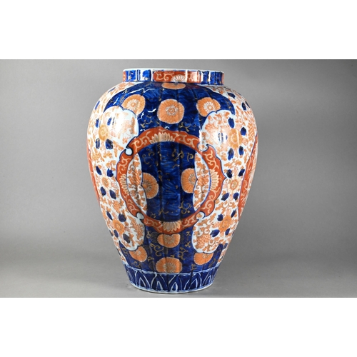 493 - A 19th century Japanese Imari lobed ovoid vase, Meiji period (1868-1912) painted with floral designs... 