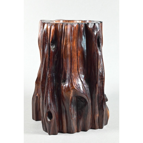 497 - A Chinese naturalistic rootwood brush pot, bitong, 18 cm high