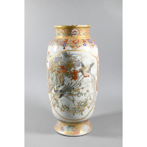 521 - A pair of 19th century Japanese vases, Meiji period (1868-1912) decorated in the Satsuma style with ... 