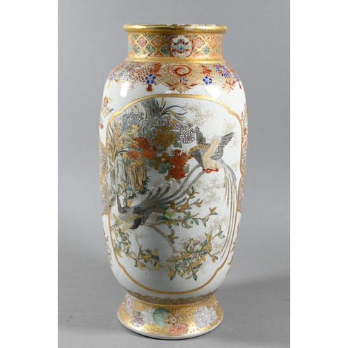 521 - A pair of 19th century Japanese vases, Meiji period (1868-1912) decorated in the Satsuma style with ... 