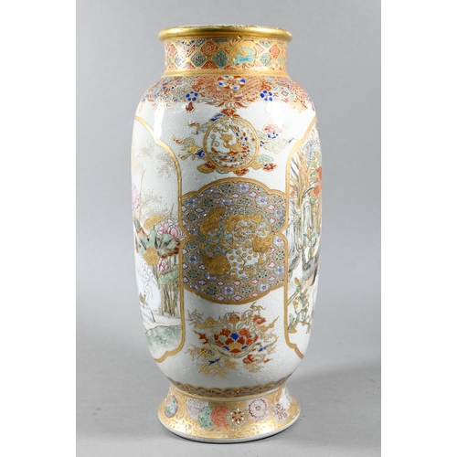 521 - A pair of 19th century Japanese vases, Meiji period (1868-1912) decorated in the Satsuma style with ... 