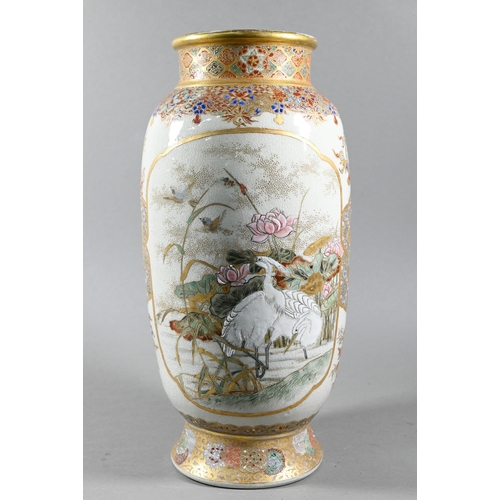 521 - A pair of 19th century Japanese vases, Meiji period (1868-1912) decorated in the Satsuma style with ... 