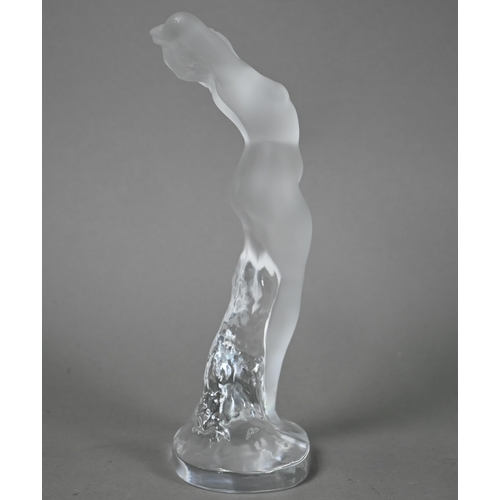 566 - A Lalique frosted glass figure of a standing female nude, etched 'Lalique, France', 24 cm high