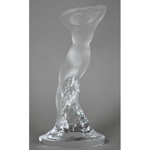 566 - A Lalique frosted glass figure of a standing female nude, etched 'Lalique, France', 24 cm high