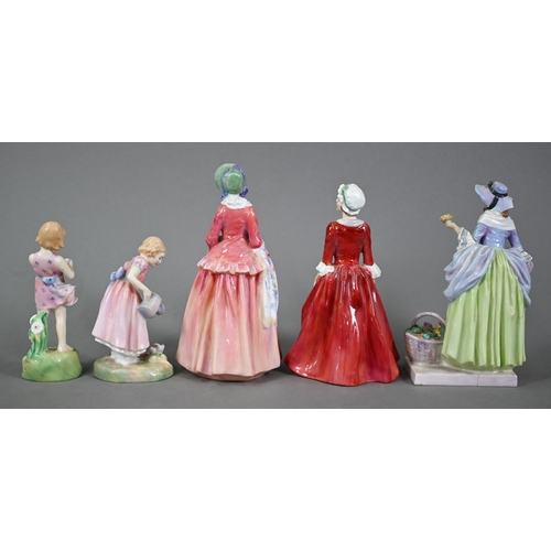 569 - Nine Royal Doulton china figures - 'Chloe' HN1479, 'Gillian' HN1670, 'This Little Pig' HN1794, 'Spri... 