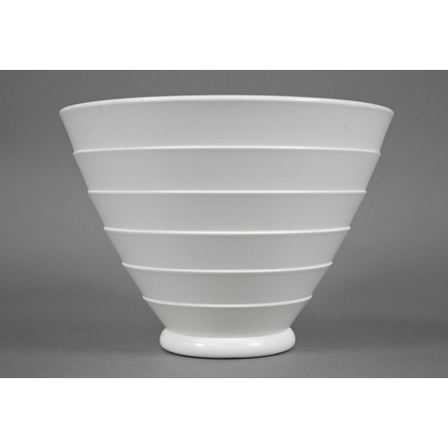 599 - A Wedgwood cream-glazed pottery bowl by Keith Murray, of stepped conical form, 16 cm high x 22.5 cm ... 