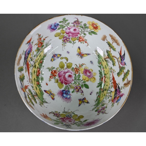 612 - A 19th century Continental porcelain punch-bowl in the manner of the 18th century Worcester factory,... 