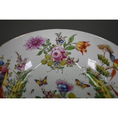 612 - A 19th century Continental porcelain punch-bowl in the manner of the 18th century Worcester factory,... 