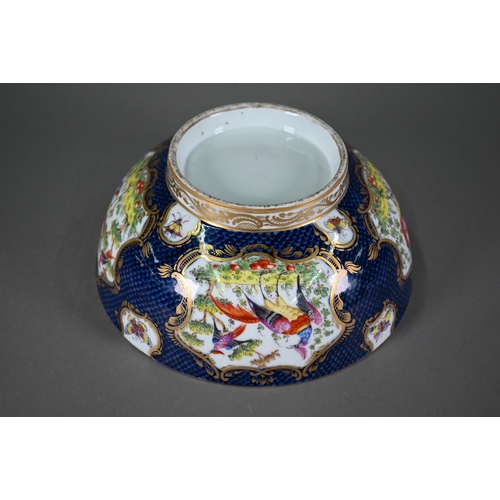 612 - A 19th century Continental porcelain punch-bowl in the manner of the 18th century Worcester factory,... 