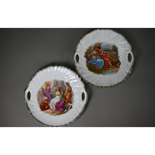 628 - An early 20th century Continental tea service, printed with Nicolas Poussin's 'Et in Arcadia Ego' an... 