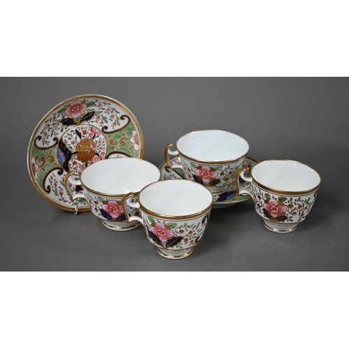 637 - An early 19th century Swansea china part tea service, painted and gilded with floral design, compris... 