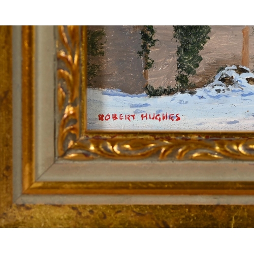 686 - Robert Hughes (1934-2010) - 'Holy Trinity Church Easton Royal', miniature oil on board, signed lower... 