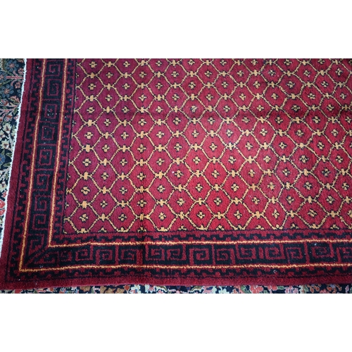 830 - An old Persian-Kurd Uzbek Hoten design rug, red, 242 cm x 149 cm