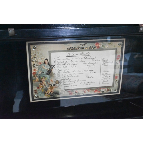 854 - A 19th century Swiss inlaid rosewood cased cylinder music box, the 44 cm cylinder playing twelve air... 