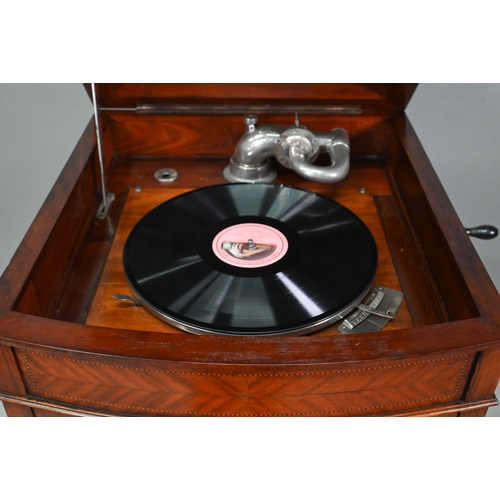 866 - A vintage walnut cased Paragon gramophone, early 20th century c/w a quantity of discs