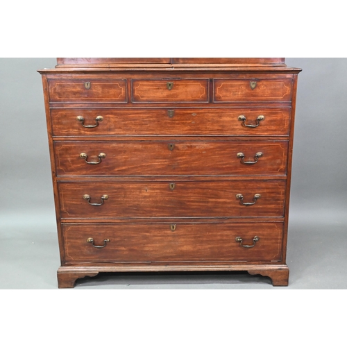 892 - George III mahogany secretaire bookcase, the associated astragal glazed upper part over a fitted sec... 