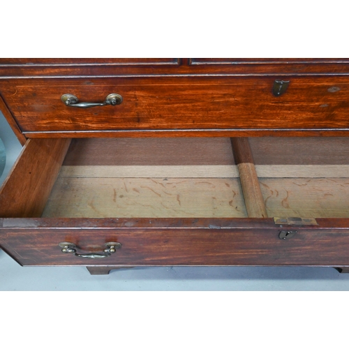 892 - George III mahogany secretaire bookcase, the associated astragal glazed upper part over a fitted sec... 