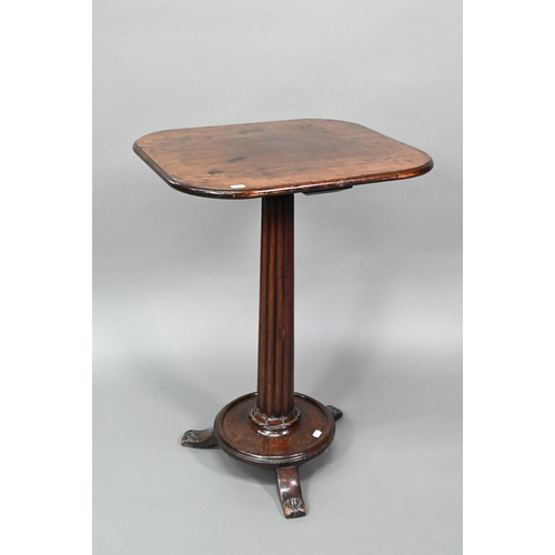 894 - A George III mahogany occasional table, the rectangular top raised on a fluted column to a circular ... 